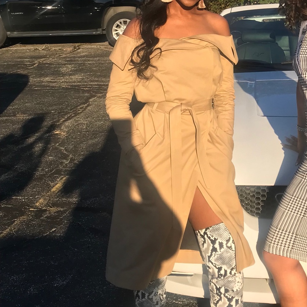 Off the Shoulder Trench Dress